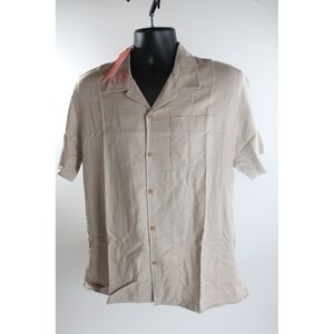 Birddogs Tech Linen Shirt Camp Collar Large Beige Casual Summer CG-TLCC03-L